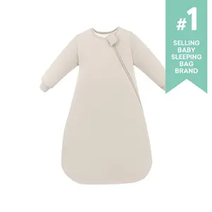PurComfy Supersoft Long Sleeve Sleep Sack, 1.0 TOG Bamboo Viscose Baby Sleeping Bag, 2-Way Zipper Baby Sleep Sack with Sleeves, Wearable Sleep bag for 3-24Months Baby