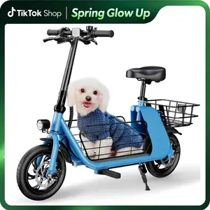 Windhorse C2-Cargo Electric Scooter with Seat Basket, 12.5'' Electric Commuting Scooter Adults 15.5MPH & 20 Miles Long Range, 450W Motor, Dual Disc Brakes, Foldable E-Scooter with Comfort Seat for Pets & Cargo, 265LBS Load