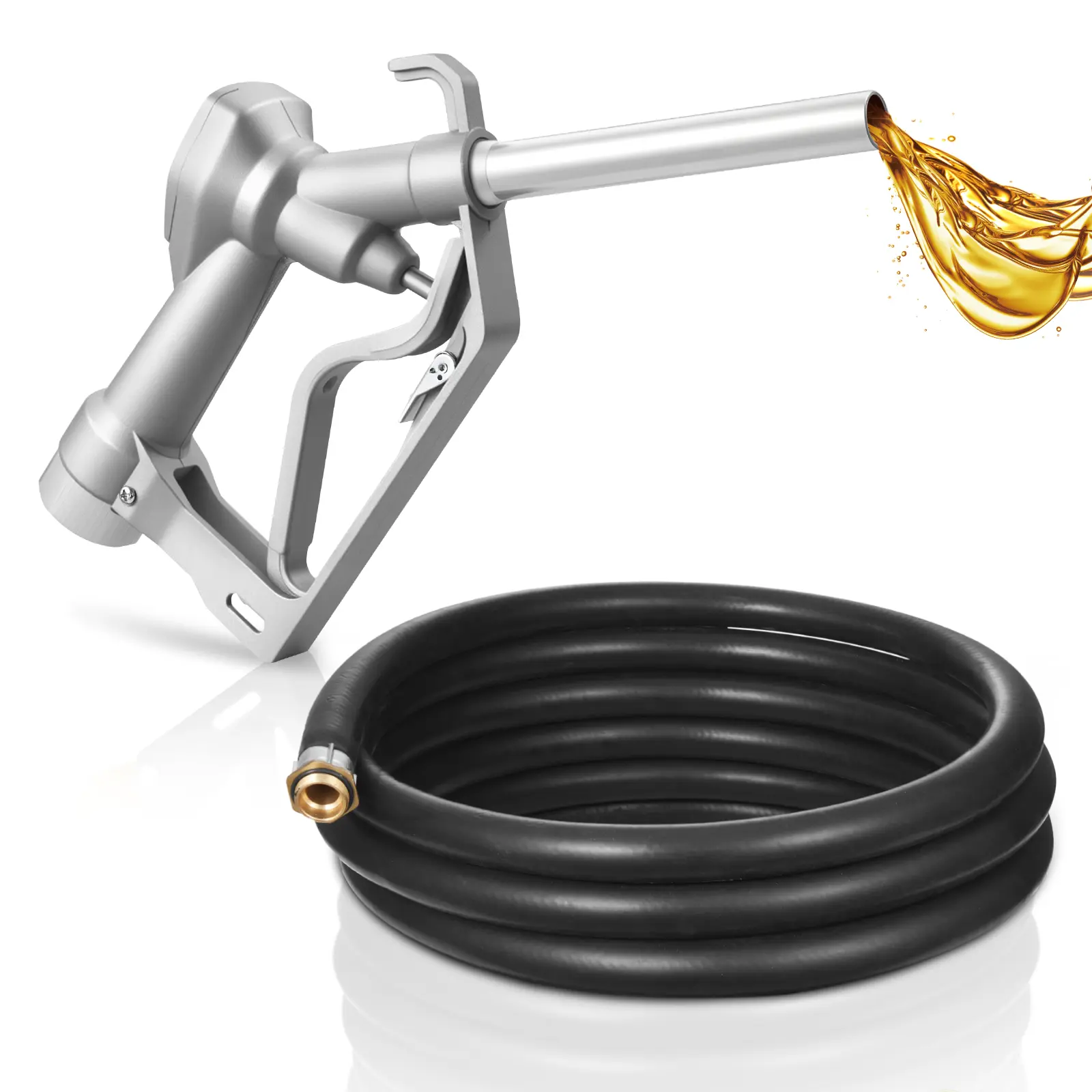 【Summerfinds】VEVOR Industrial Corrosion-Resist Aluminum Alloy Refueling Tool, 3/4-Inch NPT Fuel Nozzle with 10 ft Hose, 22.7 GPM Max Flow, 2-Speed Trigger Lock, 0.78 in (20 mm OD) Spout, for Fleet Users, Gasoline/Kerosene, Wear-Resistant Alloy Outdoor Use