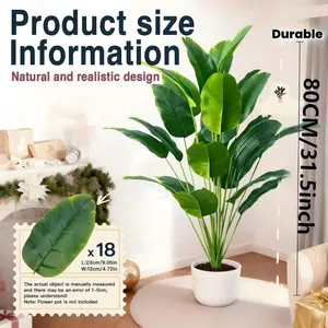 1 Piece Natural Realistic Banana Leaf Set, Artificial Plants, Evergreen Leaves, Perfect Tropical Plant Texture, Indoor Outdoor Decor, Home Garden Party