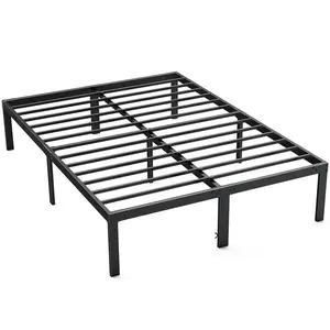 【Black Friday】Heavy Metal Platform Bed Frame with Storage Space 14 Inches Sturdy Steel Slat Support No Box Spring Needed for Guest Rooms & Rentals