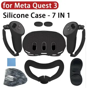 7-in-1 Protective Accessories Kit for Meta Quest 3 VR Headset, Silicone Face Cover, Controller Grips, Lens Protector, Eye Mask, Thumb Caps, Cleaning Cloth & Sweat Guard, Full VR Protection Set