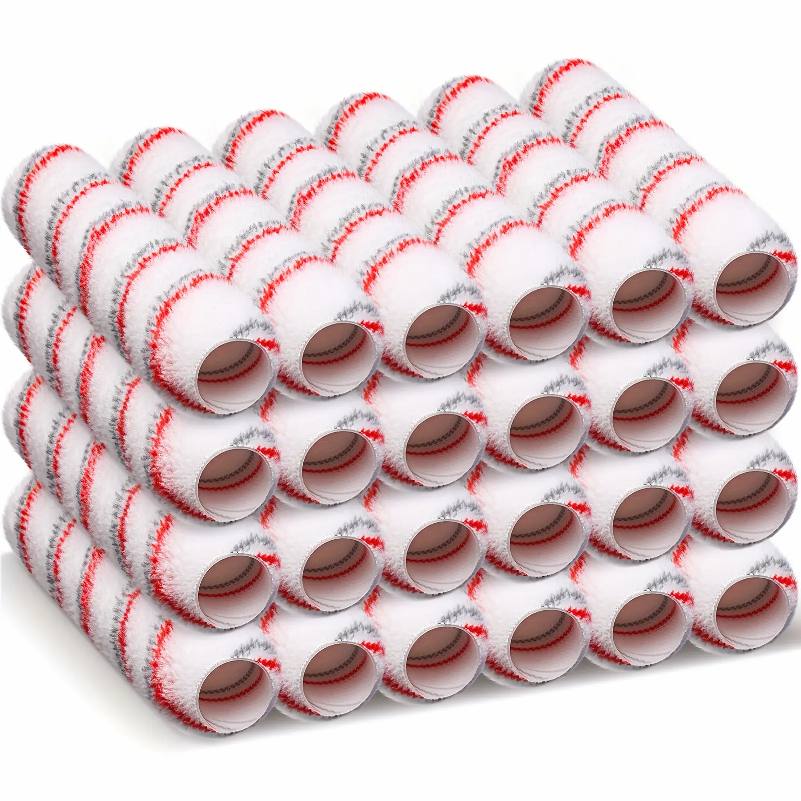 24pcs Paint Roller Covers 9" X 1/2" Naps for Paint Roller Brush High Capacity Microfiber Paint Roller Sleeves House Painting Supplies for All Surfaces, Home Repair Tools, Red Gray Stripe Paint Roller Sleeve