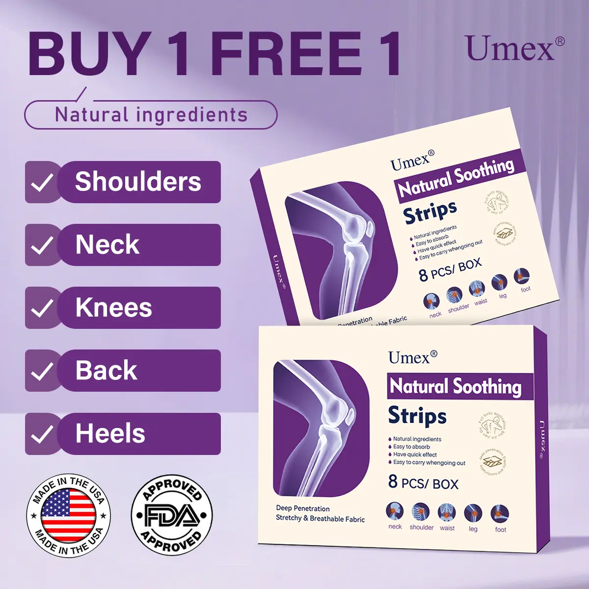 【BUY 1 GET 1 FREE PRODUCT】Umex Soothing Joint Patches - Long-Lasting Relief for Arthritis, Knee, Shoulder Pain - Ideal for Seniors, Athletes