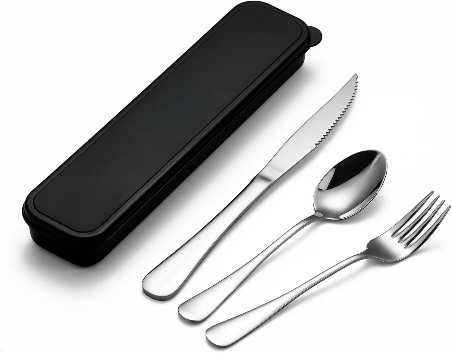 4-pieces Travel Set with Case Portable Silverware Utensils Set for work, Stainless Steel  Flatware Set Cutlery Set for Camping Picnic Hiking Office (6.7inch, )