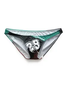 Men's Triangle Underwear, Trendy Cartoon Racing Print Low Waist Tight Fit U Pouch Breathable Bikini Sport Shorts