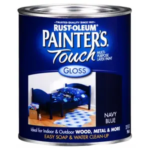 212 MAIN Rustoleum 1 Qt Navy Blue Painter's Touch Multi-Purpose Paint 1922-502 - Fast Dry, Smooth Finish, Easy Clean-Up, Indoor & Outdoor Use