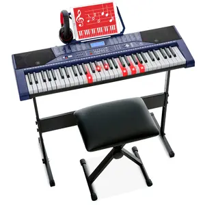 Best Choice Products 61-Key Beginners Complete Electronic Keyboard Piano Set w/ LCD Screen, Lighted Keys