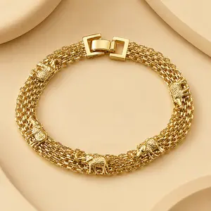 Elegant Minimalist Gold-Plated Elephant Bangle Jewelry - Unisex Charm Bracelet, 7-in Length, Perfect Birthday Gift, Daily & Summer Everyday Wear