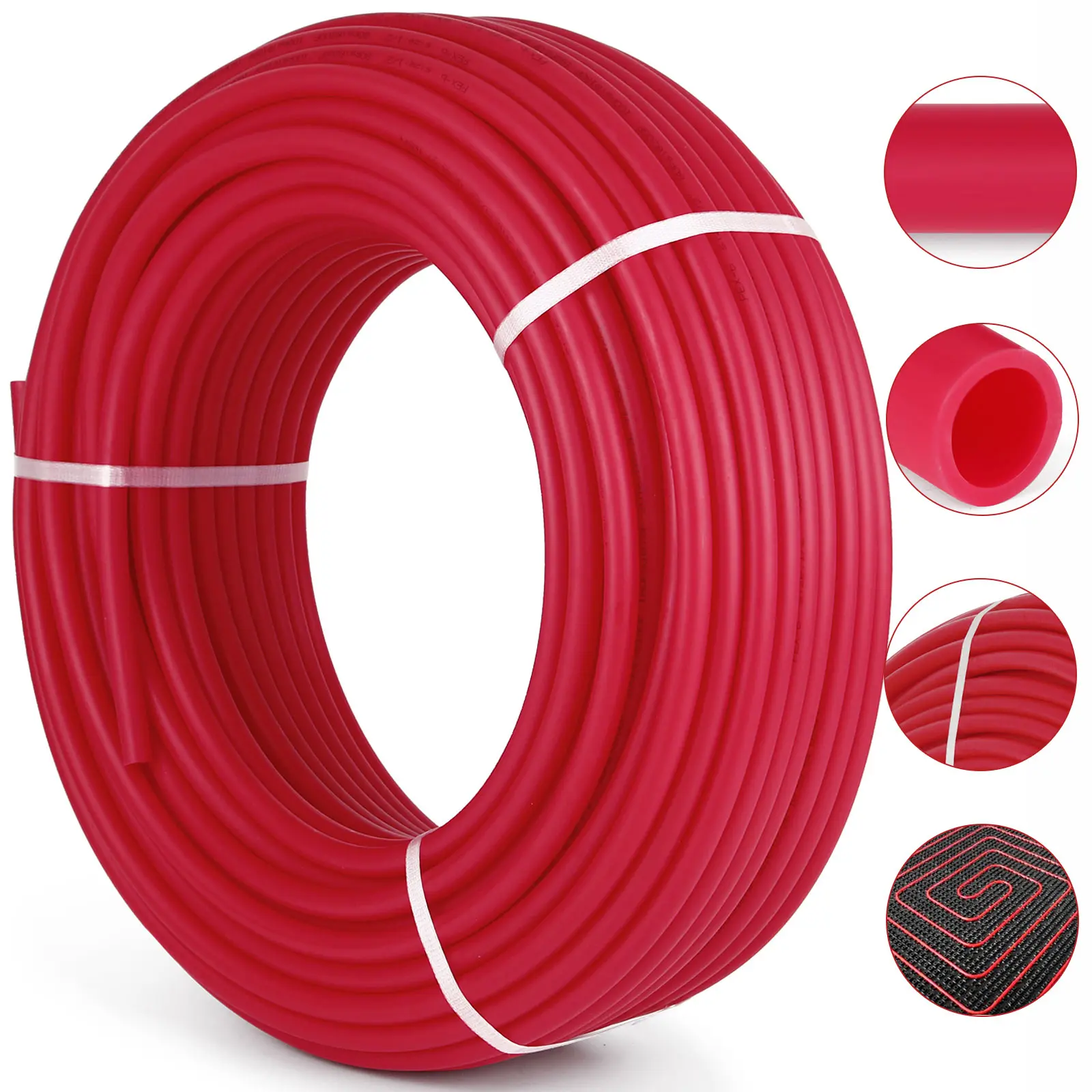 【summerfinds】VEVOR Oxygen Barrier PEX Tubing - 1/2 Inch X 900 Feet Tube Coil - EVOH PEX-B Pipe for Residential Commercial Radiant Floor Heating Pex Pipe (1/2\" O2-Barrier, 900Ft/Red)