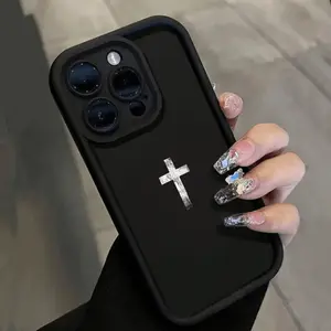 High-End Simple Cross Pattern Full-Coverage Anti-Shock Mobile Phone Case, Suitable for Iphone17 16/ 15/ 14/ 13/ 12/ 11 Pro Max Mini X Xr Xs Xsmax 7 8 Plus Series. Advanced Bamboo Black Protective Case