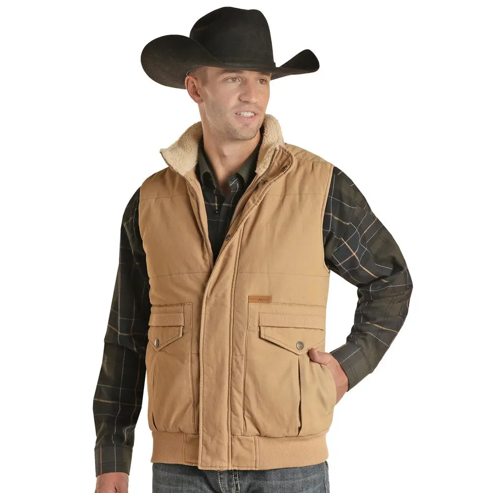 Powder River Outfitters Men's Tan Conceal & Carry Cotton Vest DM98C01836