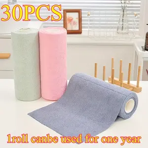 Microfiber Cleaning Cloth Roll Pack, 30 Tear-Off Sheets (9.8x9.8in), Super Absorbent Lint-Free Long-Lasting Towel, Reusable Machine Washable Scratch-Free Home Cleaning Supply for Kitchen Use