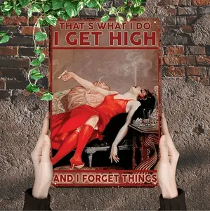 Vintage Humorous Retro Wall Art With High And Forget Quote Durable 12x8 Inch Indoor Outdoor Decor For Farmhouse Porch Home Unique Gift Idea Rustic Metal Tin Sign