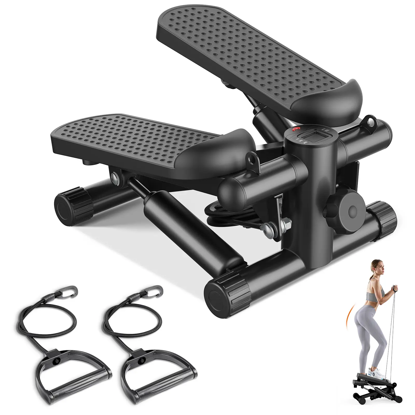Sweet Furniture S - Steppers for Exercise at Home Workout Equipment, Mini Stepper Exercise Machine for Senior Citizens, Twist Stepper with Resistance Bands, Cardio Weight Loss Equipment Home Fitness