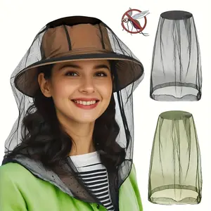 Two Extra-Large Mosquito Nets with Face Mask Attachments - Heavy-Duty Insect Mesh, Fine Mesh for Bug Protection, Compatible with Hats/Heads, Suitable for Fishing And Hunting - Prevents West Nile Virus And Zika Virus - Available in Black And Green (D