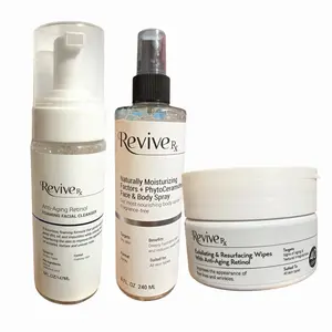 3-Piece Skincare Set - Revive RX Exfoliating Cleanser, Niacinamide, Retinol, Natural Moisturizing Factor, Phytoceramides for Hydrating, Anti-Aging Skin Repair