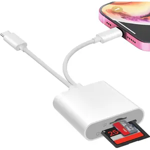 SD Card Reader for  iPad, USB C & Lightning Dual Interface Memory Card Reader, Digital Camera Adapter to /MacBook/USBC Laptop for SD/TF/Sim Card, Plug & Play, Camera Accessories