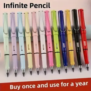 6pcs/12pcs No Sharpening Permanent Pencils, Technology Eraser, Macaron Colors, Durable Creative Pencils, Diameter 0.5mm, Hb Hardness, Writing Stationery, Stationery Writing Tools