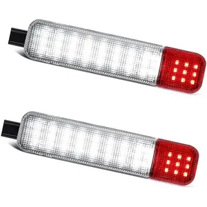 2 PCS Car Interior Door Lights, Super Bright Door Panel Courtesy Lamp, Warning Light Lamp Assembly, Compatible with Chevrolet, Silverado, Suburban, GMC, Hummer (White & Red)
