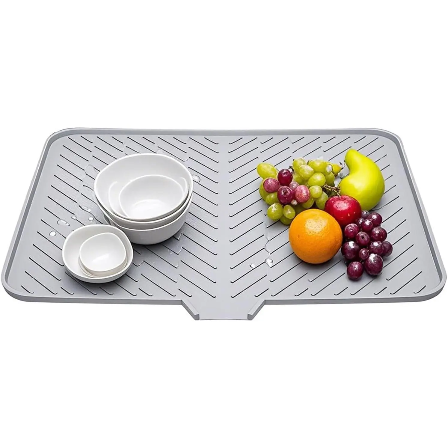 Dish Drying Mat with Drain Lip 23" x 17" Dish Drying Mat for Kitchen Counter or Sink, Non-Slip Draining Mats for Multiple Usage Easy to Clean, Heat-resistant Drying Pad ()