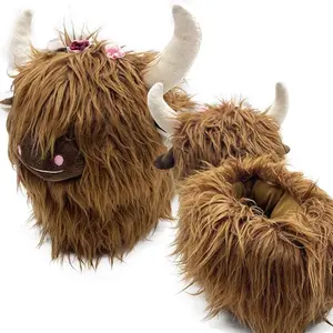 Comfortable Warm Plush Highland Cow Slippers, Soft Indoor Shoes for Home Relaxation, Cozy Fuzzy Housewear, Perfect for Leisure