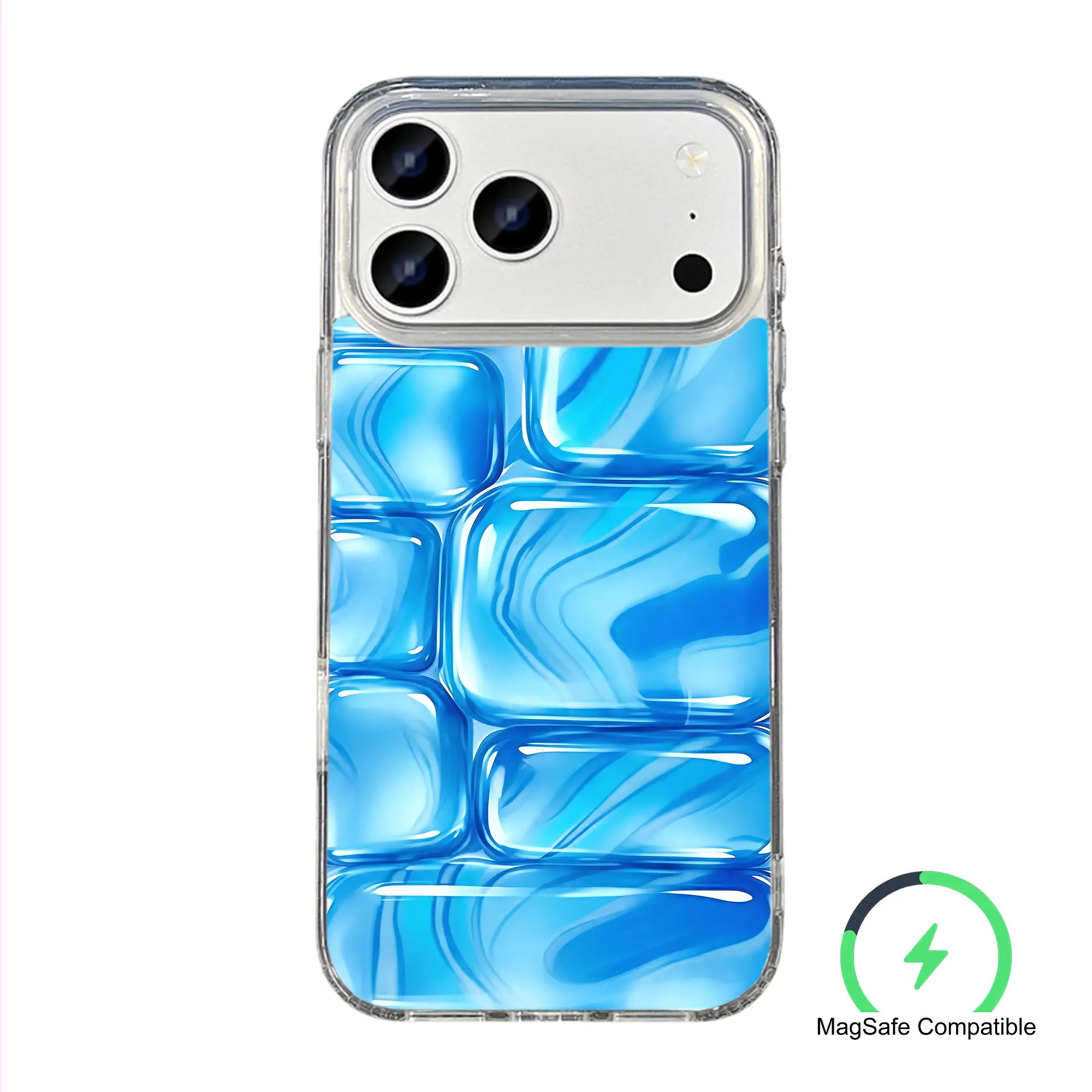Summer Chills Blue Ice Cube Magnetic Phone Case | Clear TPU+PC Cover | Fast US Shipping For iPhone 17 16 15 14 13promax phone case：1pc cool crush icecube phone case