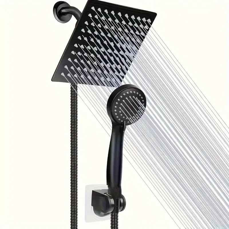 Dual Shower Head Set with Handheld, 8 Inch High Pressure Rainfall Shower Head Combo with 3 Settings Handheld Showerhead Combo, 3-Way Shower Combo, Rain Shower Head with Handheld, Powerful Low-pressure Water Shower Spray