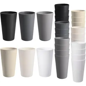 24 Pcs Unbreakable Plastic Cups Set, 20 oz Reusable Plastic Cups, Stackable Water Tumblers, Drinking Cup for Kitchen, Outdoor, BPA-free, Dishwasher Refrigerator and Microwave Safe (20 oz, 6 Colors)
