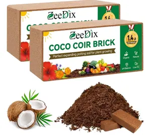 ZeeDix 2 Pcs Coco Coir Brick for Plants- 100% Organic Coconut Coir for Garden Soil & Potting Mix, Low EC and pH Balance, Compressed Coconut Husk Fiber for Seed Starter Soil for Indoor Outdoor Plants