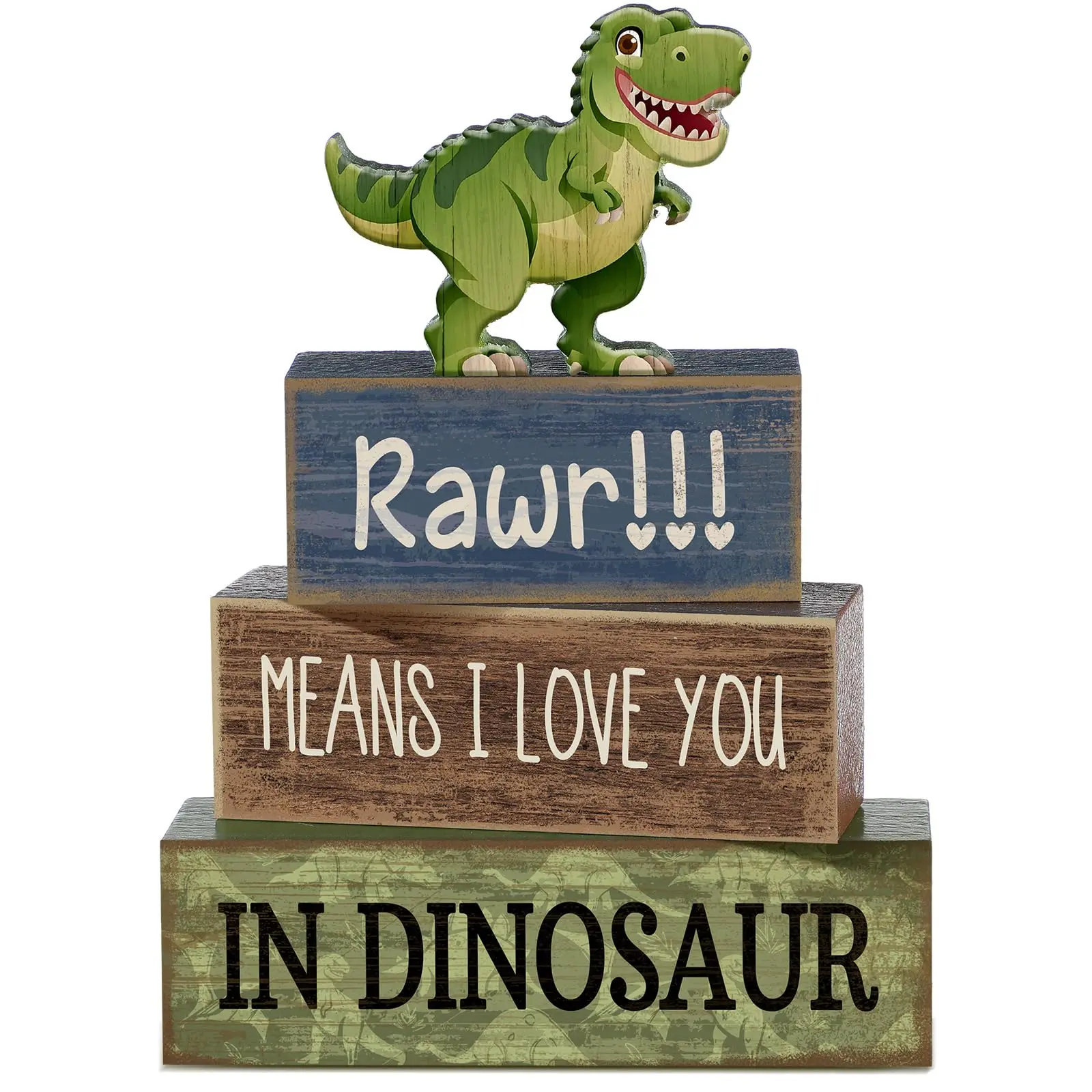 Dinosaur-Themed Tiered Tray Decor Set with Table Centerpiece - Multi-Tiered Artificial Wood Display Suitable for Birthday Parties, Jungle Table Decorations, Dinosaur Adventure for,, Dining Table