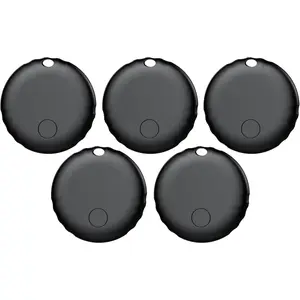 Smart Tracking Tags, Works with Find My App (iOS Only), Keys Finder and Item Locator For Luggage, Backpack, Suitcases and More, Replaceable Battery, IP67 Waterproof Tracking Tags-5 Pack(Black)