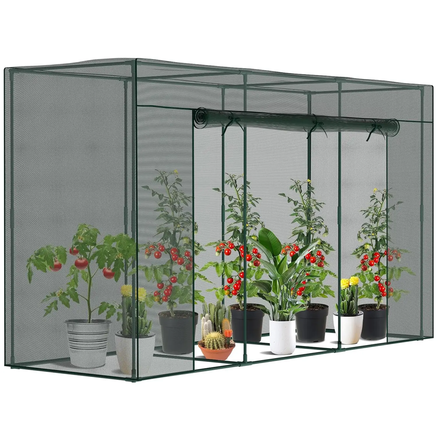 ABORON Garden Plant Netting Crop Cage for Garden Raised Bed, 9.8 x 3.3 x 6 Ft Plant Cover Cage Protectors from Animal for Outdoor Plants with Frame and Zippered Door