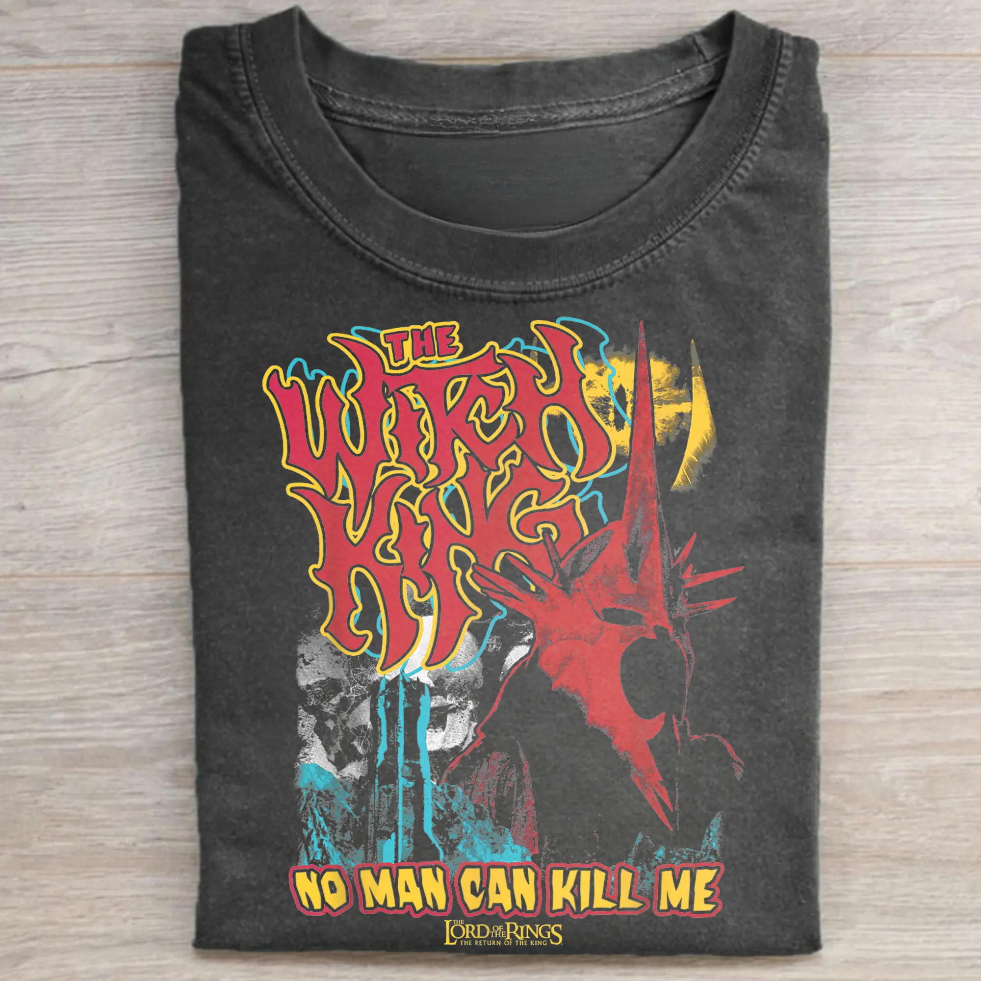 Gildan Men's Casual Cotton Short-Sleeve Round Neck Graphic T-Shirt - The Lord of The Rings Witch King "No Man Can Kill Me" Nazgul Black Riders Middle Earth Vintage Tshirt, Fans Of 'Law And Order Svu'