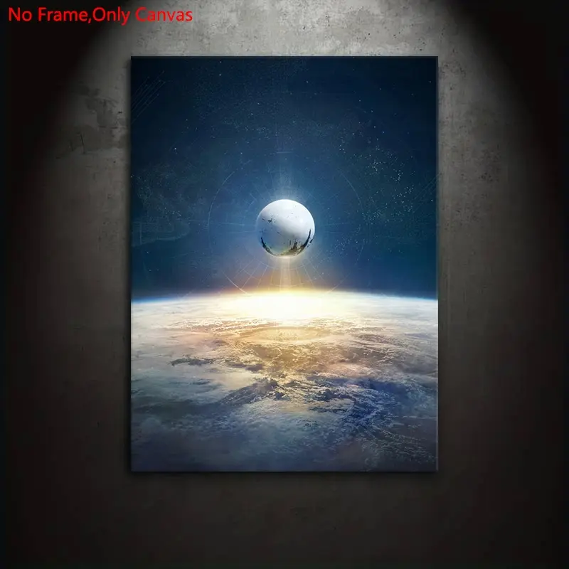 1 piece/set frameless canvas painting poster, classic science fiction art, Decorative Artwork, Artwork, Destiny Key Art Arrival to Earth, gift for video game lovers, gift for bedroom, living room, mural, wall decoration, room decor