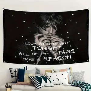 1pc Lil Peep Look at The Sky Tonight All Stars Have a Reason Tapestry Wall Sticker Aesthetic Room Decor Lightweight Peach