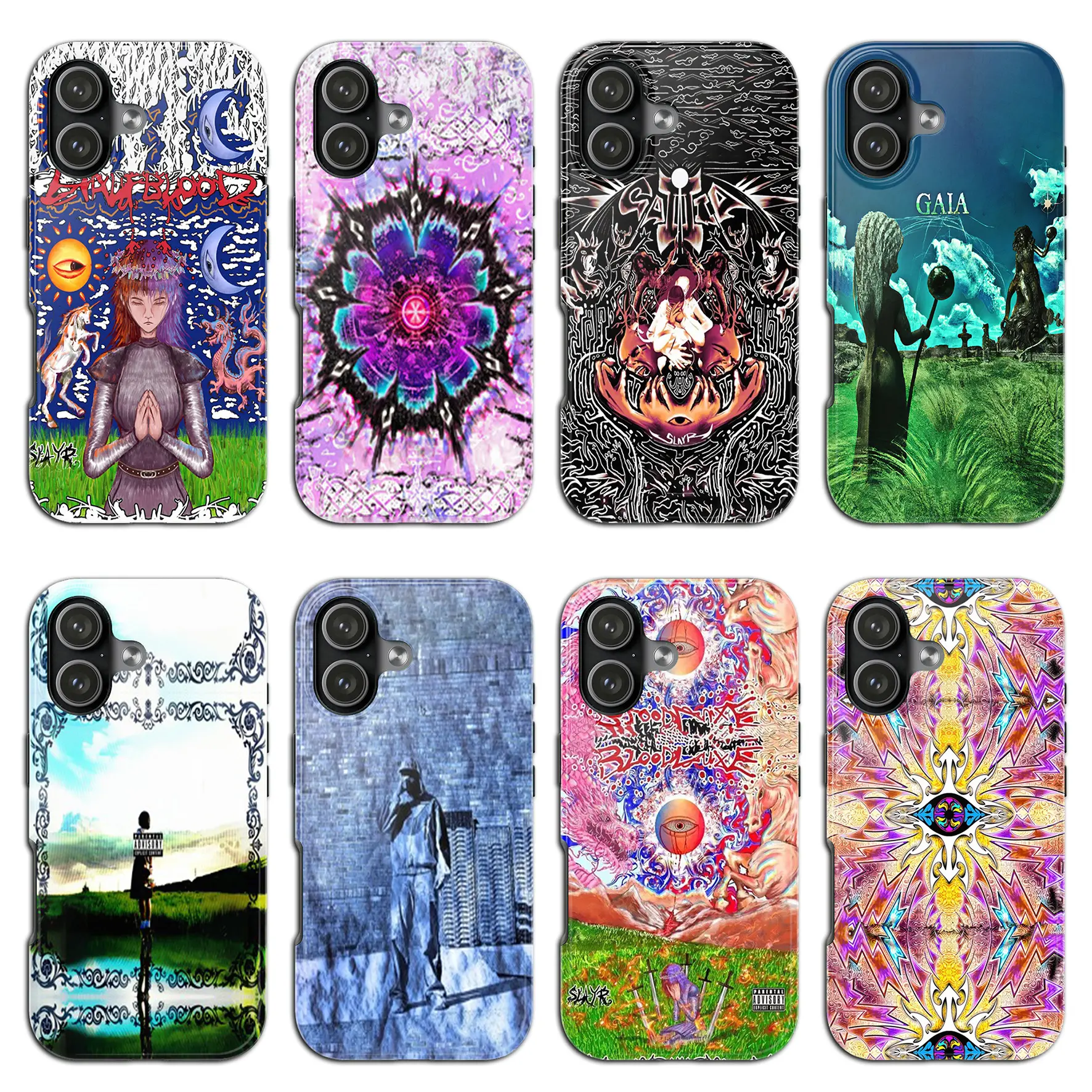 SLAYR Dark Aesthetic Rap Album Phone Case – Sigils of Gaia Underground Art Collection phonecase  For iPhone 17 16 15 14 13 12 11 XS and Samsung S25 S24 S23 S22 S21,anti-drop protective case, lightweight, new fashion trend design