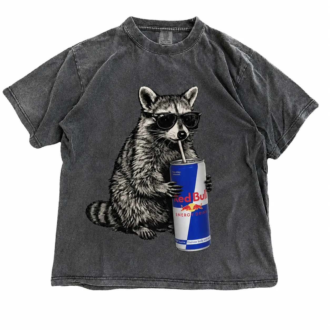 Soft Premium Cotton Funny Raccoon Red Bull Graphic Shirt, Comfortable Oversized Unisex Meme Animal Streetwear Tee, Vintage Y2K Casual Gift for Men Women