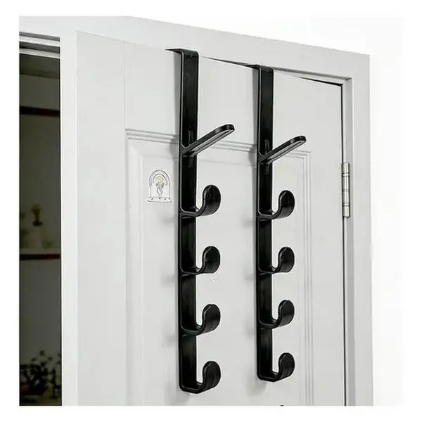 2PCS Over The Door Hooks (Black/White) – No Drill Door Hanger Rack for Clothes, Towels & Bags, Space Saving Organizer for Bathroom & Bedroom