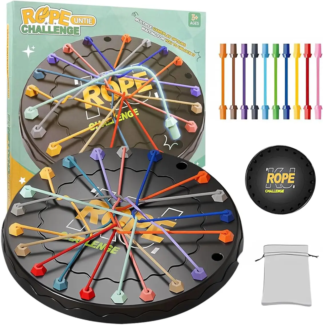 Rope Challenge Game, Rope Untangling Puzzle Game Brainy Strategy Board Games Challenge Rope Escape Game for Kids & Adults- Multi-Level Logic Game Family Travel-Friendly Educational Toys Agaommio