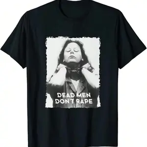 [100% Cotton]  T - Shirt With "DEAD MEN DON'T RAPE" Slogan, Featuring A Graphic Of A Woman In Handcuffs, For Feminist Statements. Golf Gift T-Shirt For Men And Women