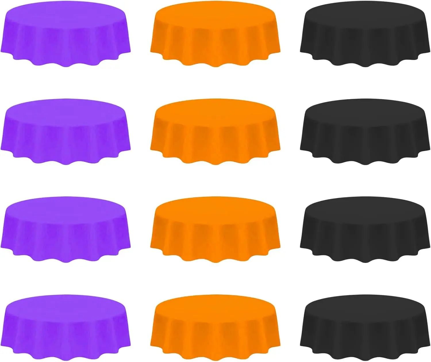12 count Halloween Round Disposable Plastic Tablecloth, 84 Inch Italian Tablecloth Bulk Circle  Table Covers for Halloween Party Decorations