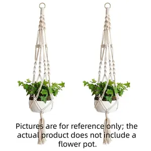 A set of two Bohemian style hanging baskets, rope material, handmade, with irregular design, suitable for indoor and outdoor flower pots, is the perfect choice for home decoration.