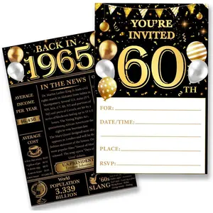 60th Birthday Party Invitations for Women Men -  in 1965 Invites 60 Year Old Party Invitations Set for Birthday Anniversary (20 Invites and Envelopes)