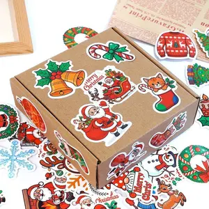 50pcs Christmas Cartoon Stickers, Waterproof Reusable Vinyl Decals for Water Bottles Laptops Phones Journals Gifts Party Decorations
