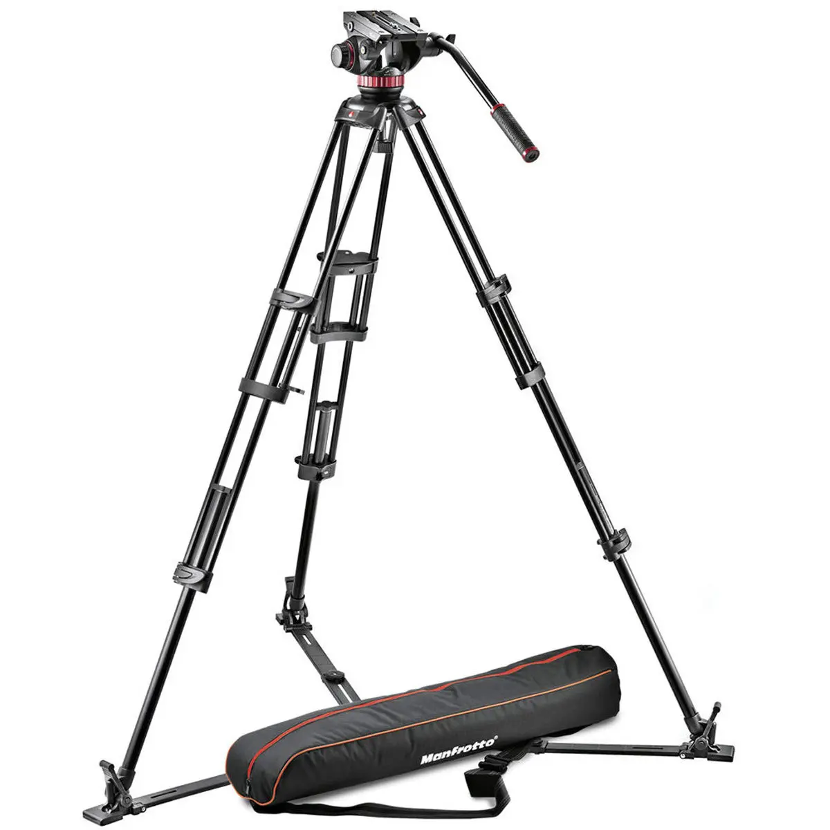 Manfrotto 546GB 3-Section Aluminum Twin Leg Tripod with 502 Fluid Video Head and Ground Spreader