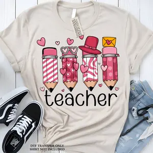 TEACHER VALENTINE VIBES DTF TRANSFER | VALENTINES DAY SCREEN PRINT READY TO PRESS 11 INCHES HEIGHT OR WIDTH