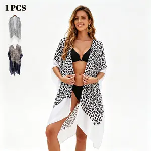 Leopard Print Lightweight Beach Towel, Chiffon Travel Towel Wrap, Soft Decorative Beach Blanket, Reusable, One Size, Pool, Spa, Shower, Outdoor Use