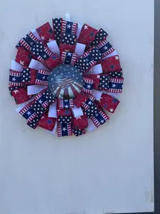 Patriotic Ribbon Wreath | Storm Door Friendly Red White Blue Wreath | American Flag 4th of July Decor