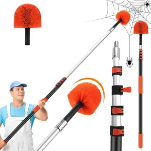 26 FT Cobweb Duster with Extension Pole,Spider Web Brush with Pole Extend 5-20FT,Spiderweb Cleaner with 4-Stage Telescopic  Pole,Spider Brush Cobweb for Outdoor & Indoor Cleaning